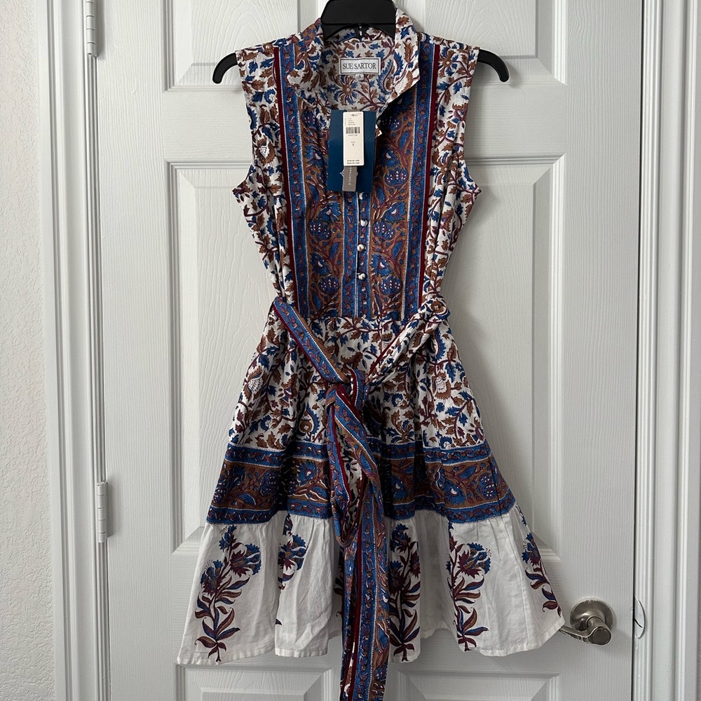 Anthropology Sue Sartor Sleeveless Flounce Mini Dress NWT Small - Picture 2 of 4